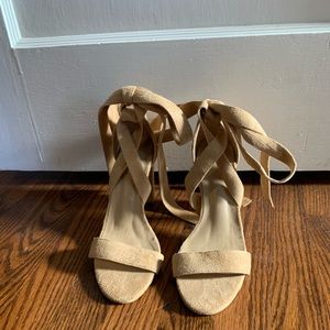 strappy tie nude heels